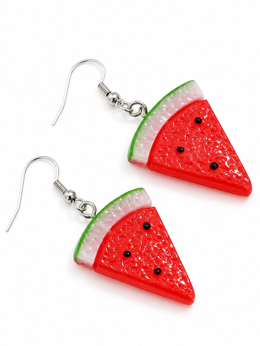 NEW Watermelon Slice Dangle Earrings Fruit Hook Earrings | Silver-Tone | Kawaii